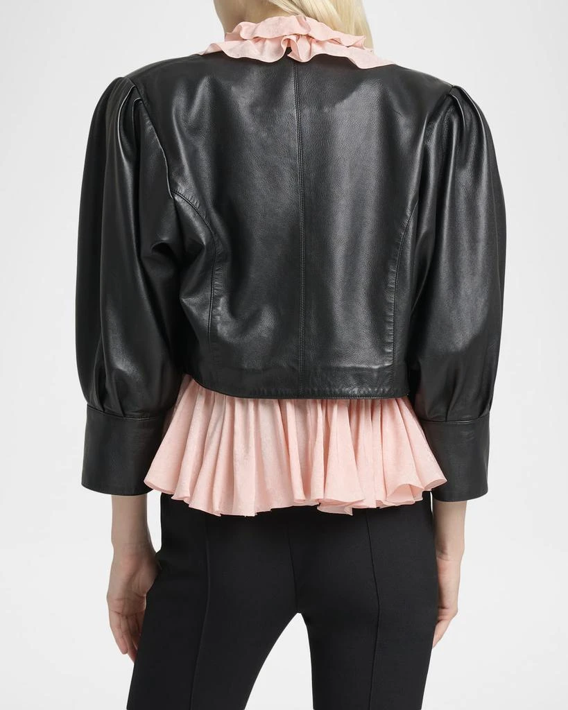 Chloé Leather Puff-Sleeve Crop Jacket 3