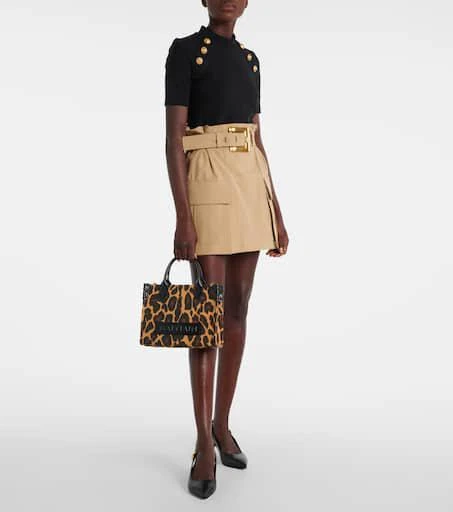 Balmain Belted cotton gabardine miniskirt 2