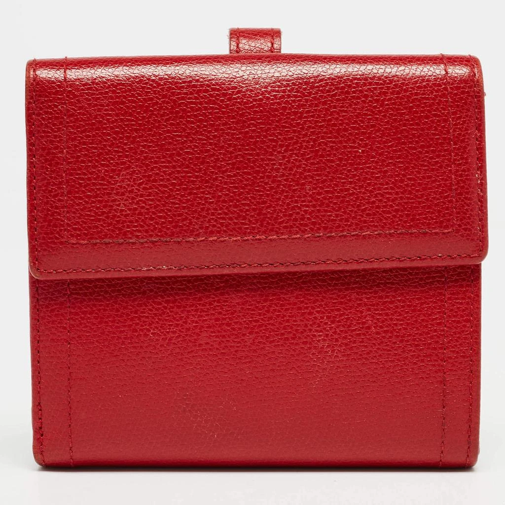 Coach Coach Red Leather Metal Flap Compact Wallet 10