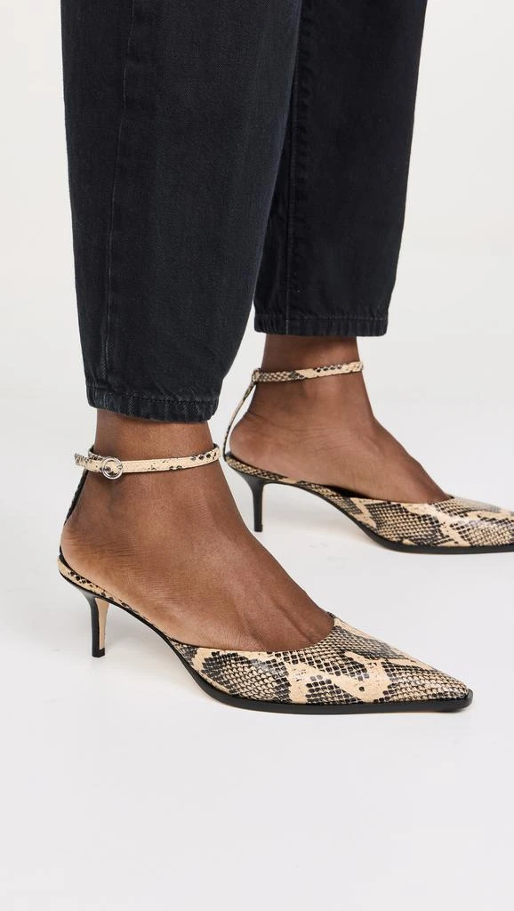 AEYDE Sarina Snake Print Calf Leather Latte Pumps 4