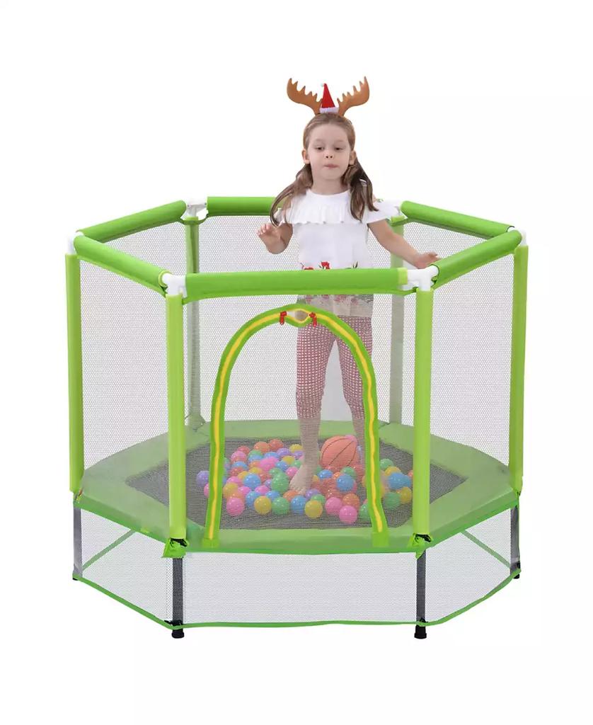 Lovmor 55'' Toddlers Trampoline with Safety Enclosure Net and Balls, Indoor Outdoor Mini Trampoline for Kids