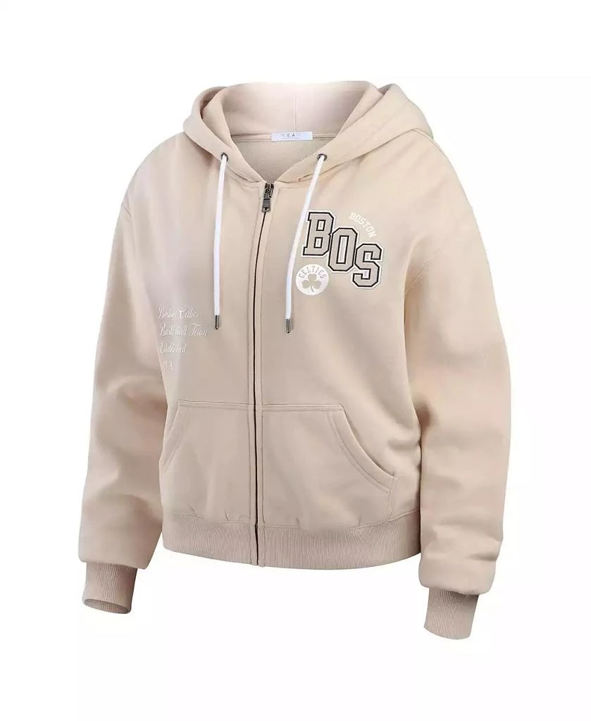 WEAR by Erin Andrews Women's Cream Boston Celtics Plus Size Tonal Felt Patch Full-Zip Hoodie 2