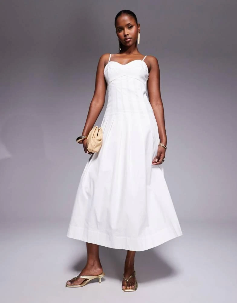 white christmas dresses White Long Sleeve Mesh Corset Cocktail Midi Dress – ADONIS BOUTIQUE main image 1