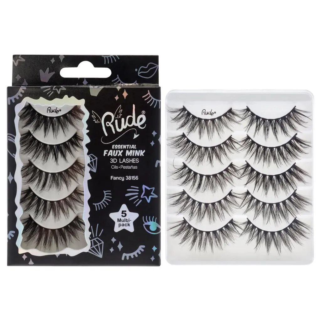 Rude Cosmetics Essential Faux Mink 3D Lashes - Fancy by  for Women - 5 Pair Eyelashes