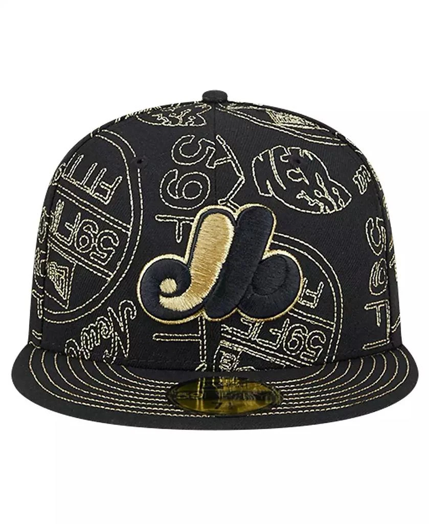New Era Men's Black Montreal Expos 59FIFTY Day Allover Fitted Hat 3