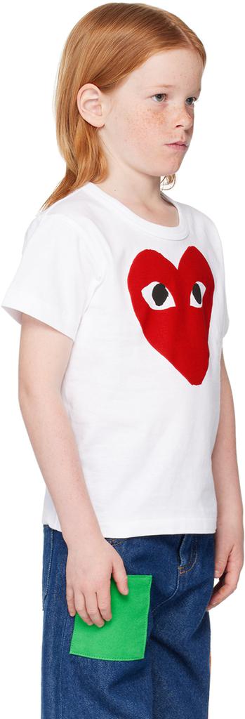 Kids White Large Red Heart T Shirt