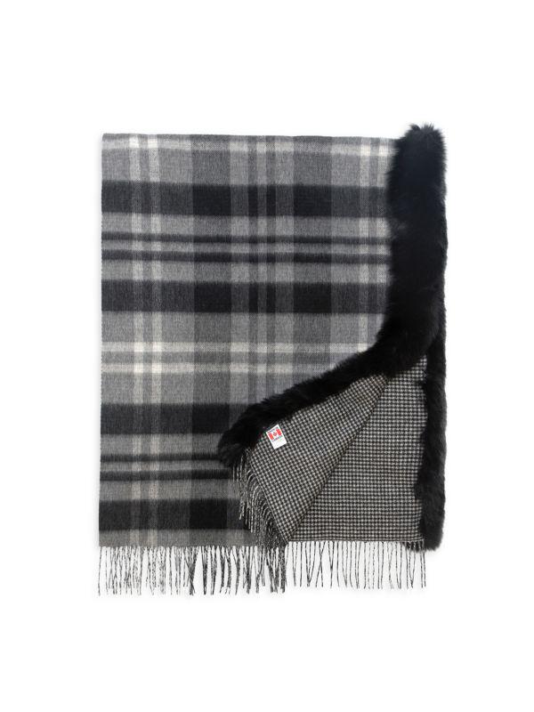 WOLFIE FURS Made For Generations™ Plaid Shearling Trim Ruana