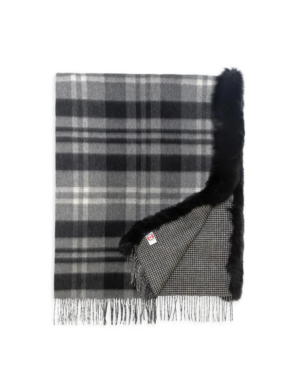 WOLFIE FURS Made For Generations™ Plaid Shearling Trim Ruana 2