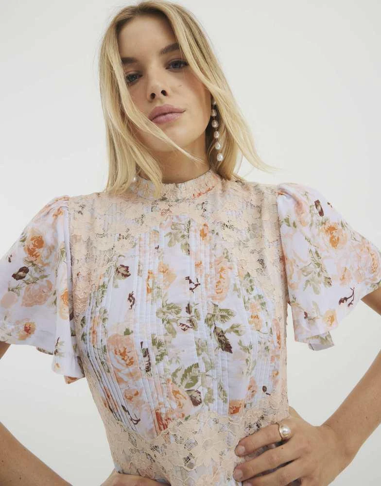 River Island River Island Floral print lace mini dress in blue - Dresses &  Skirts - Free Shipping - BeyondStyle
