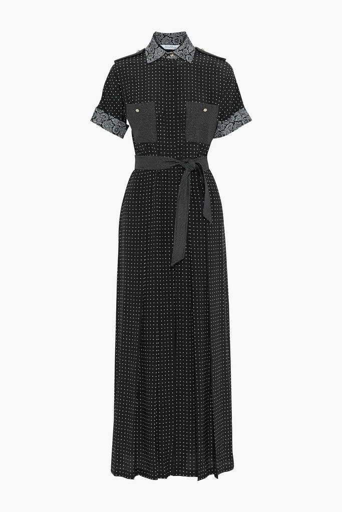Max Mara City belted pleated printed silk-crepe wide-leg jumpsuit 3
