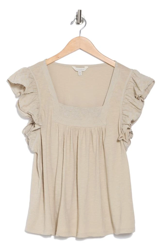 Lucky Brand Flutter Sleeve Cotton Square Neck Top 3