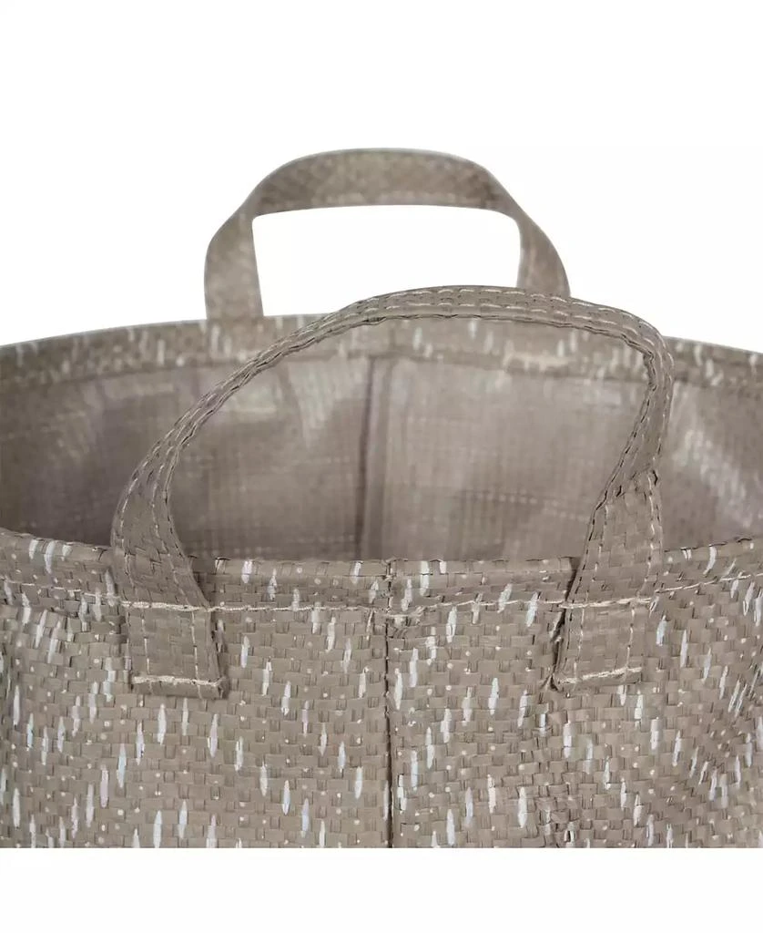 Design Imports Polyethylene Coated Woven Paper Laundry Bin Tribal Chevron Stone Round Small Set of 2 4