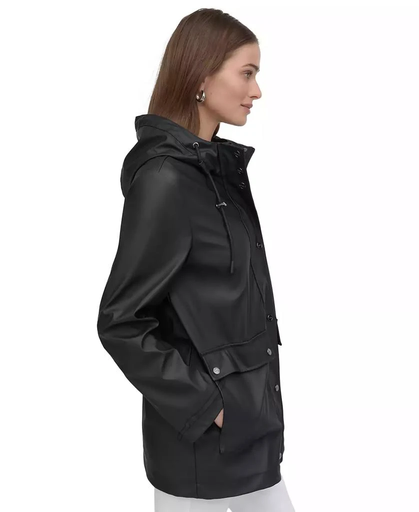 DKNY Women's Hooded Zip-Front Water-Resistant Raincoat 3