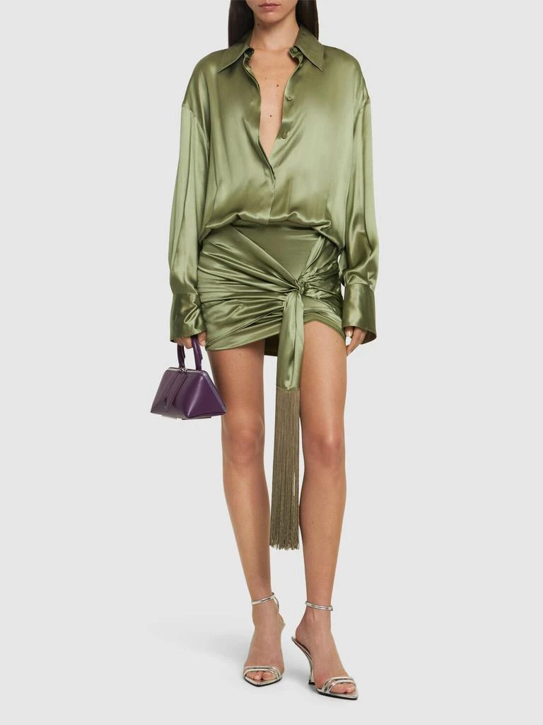 The Attico Satin Long Sleeve Mini Dress 1