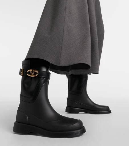 Valentino VGold leather-trimmed rain boots 4