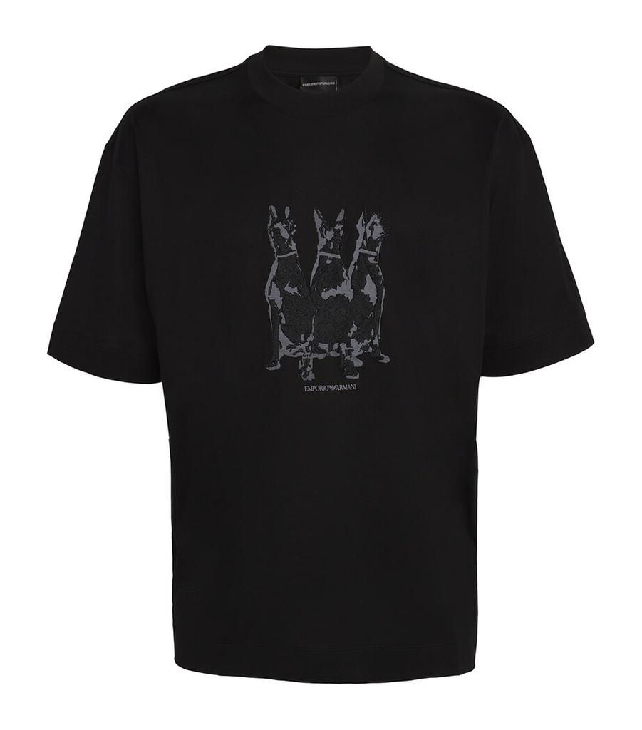 Emporio Armani Dog-Embroidered Logo T-Shirt - T-Shirts - BeyondStyle