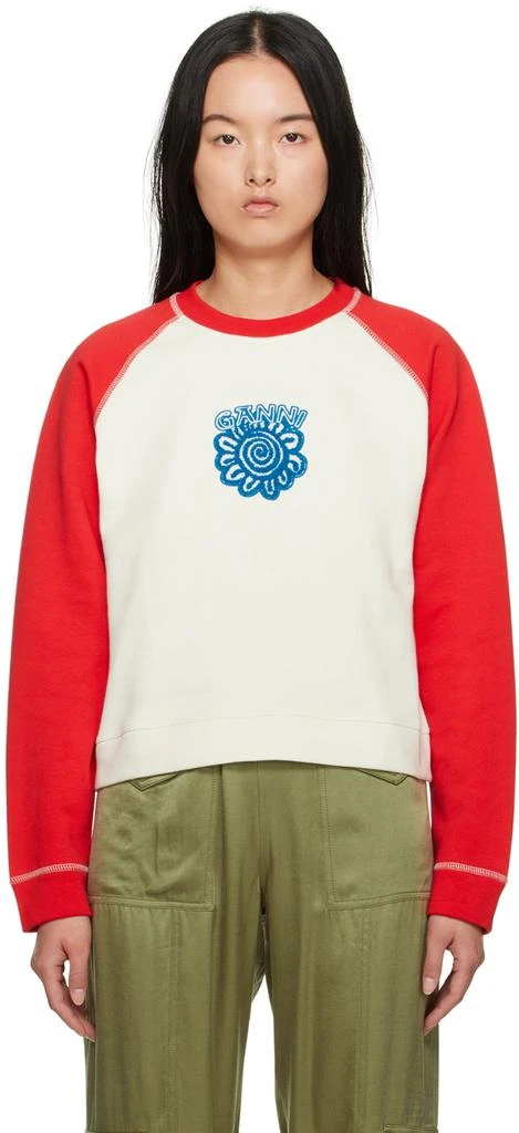 Ganni White & Red Isoli Sweatshirt 1