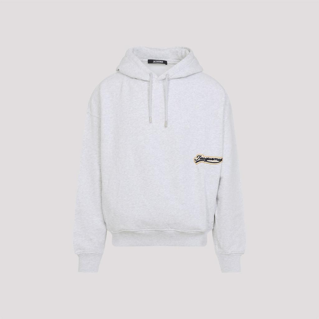 Drawstring Hood Cotton Sweatshirt With Varsity Patches – On Drawstring Hood Cotton Sweatshirt With Varsity Patches – On