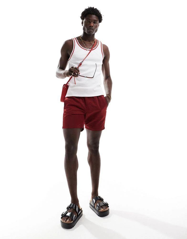 ASOS ASOS DESIGN muscle fit vest in white with red zig-zig tipping 3