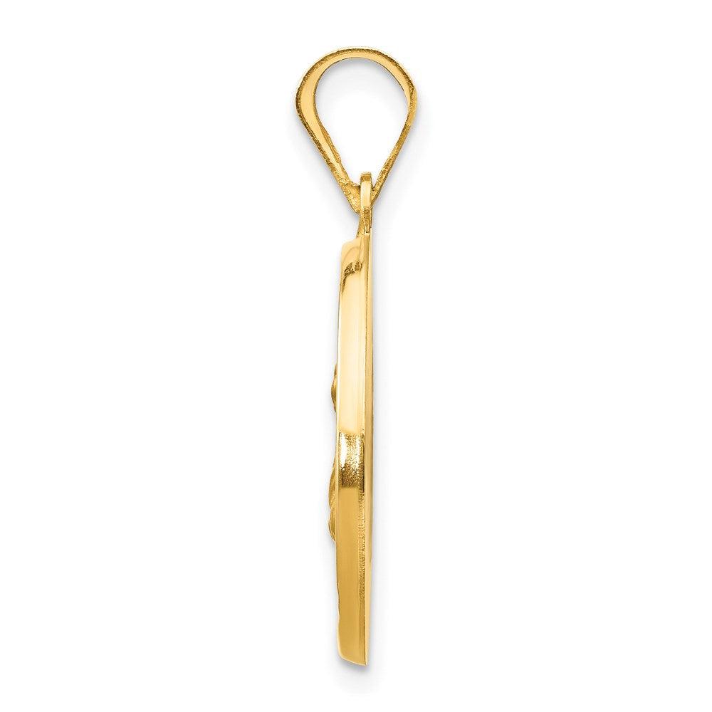Diamond2Deal 14k Yellow Gold Polished and Satin St Lucy Medal Hollow Pendant