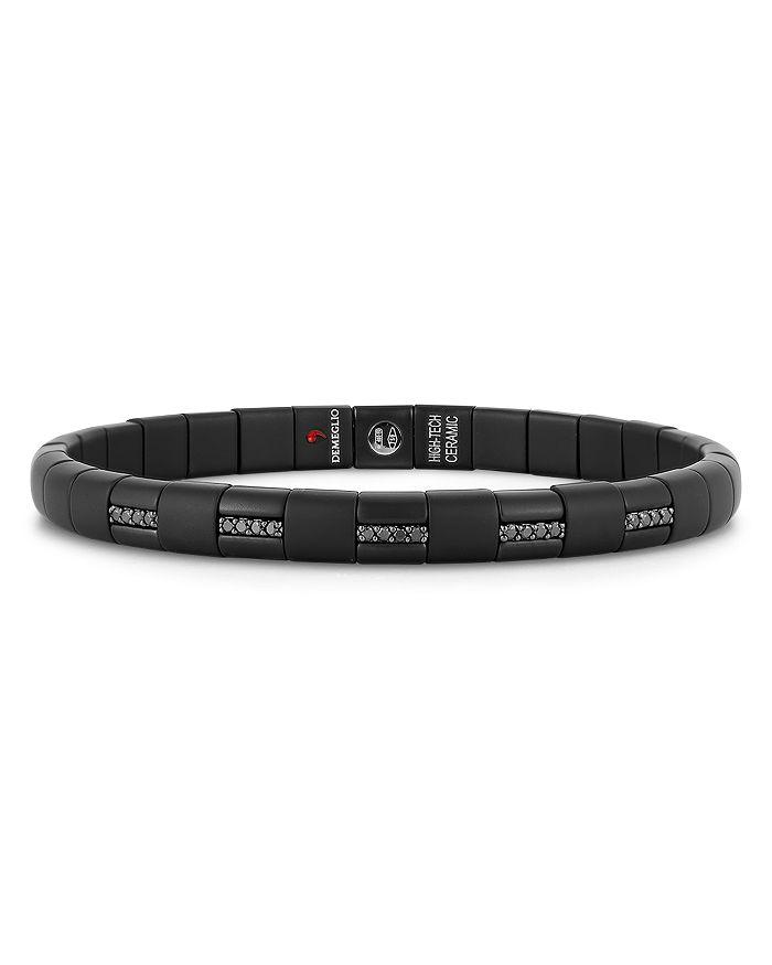 Roberto Demeglio Men's 18K White Gold & Black Ceramic UOMO Black Diamond Pura Bracelet
