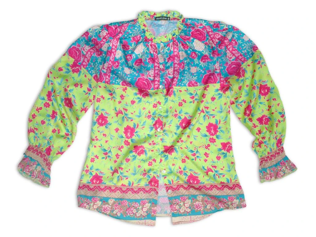 David Cline David Cline - Satin Shirred Sleeve Button-Up Shirt 1