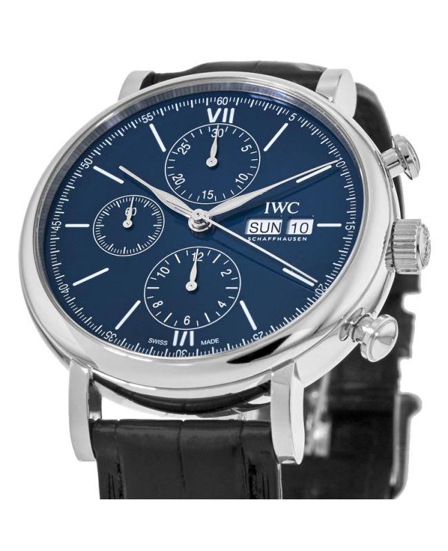 IWC Schaffhausen IWC Portofino Chronograph 150 Years Edition Blue Dial Leather Strap Men's Watch IW391023