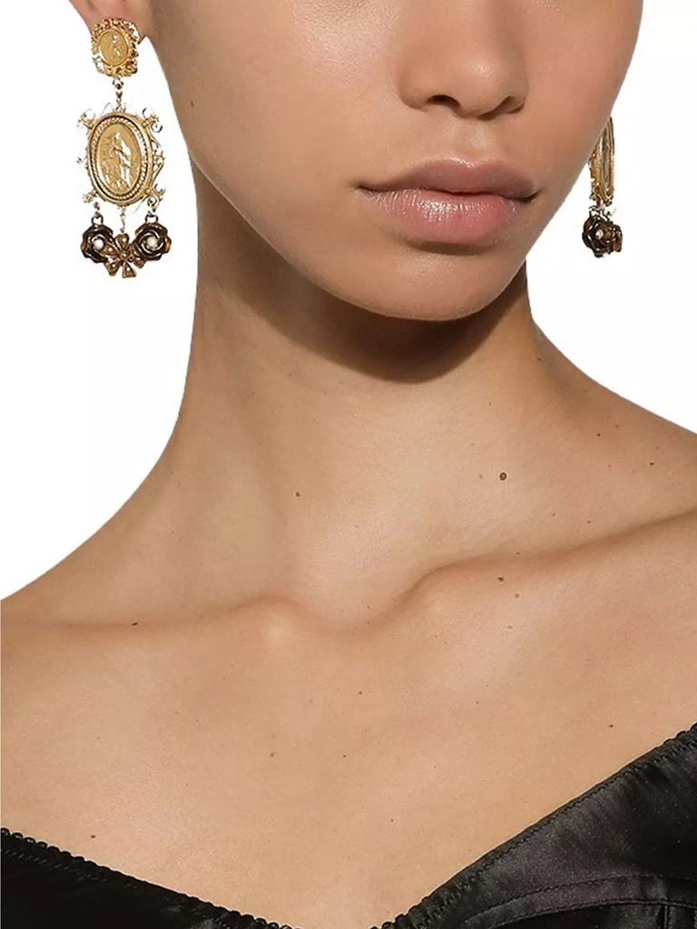 Dolce & Gabbana Goldtone &amp; Imitation Pearl Medallion Clip-On Drop Earrings 2