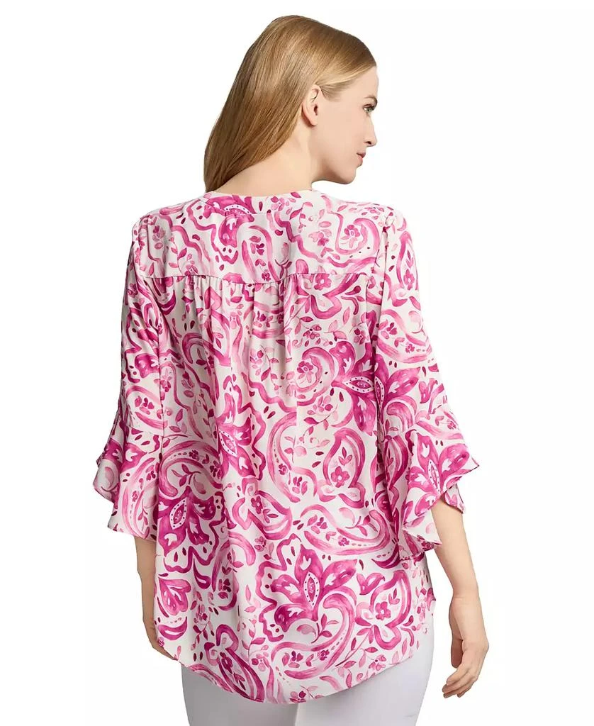 JONES NEW YORK Petite Paisley-Print V-Neck Bell-Sleeve Top 3