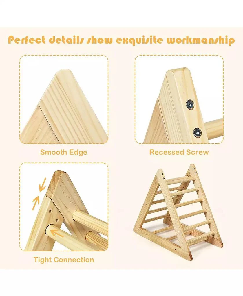 SKONYON kids Wooden Triangle Climber for Toddler Step Training 9