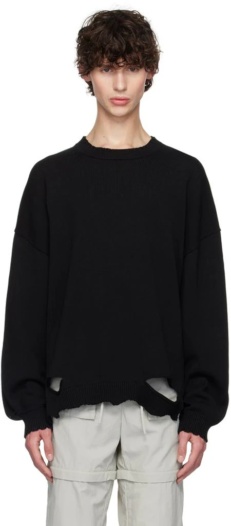 Helmut Lang Black Distressed Sweater 1