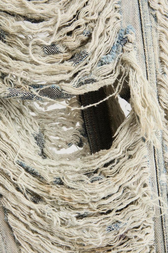 Shop Luxor asymmetric distressed denim top on Sale at BeyondStyle