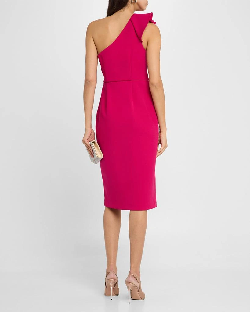 Aidan Mattox One-Shoulder Ruffle Midi Sheath Dress 3