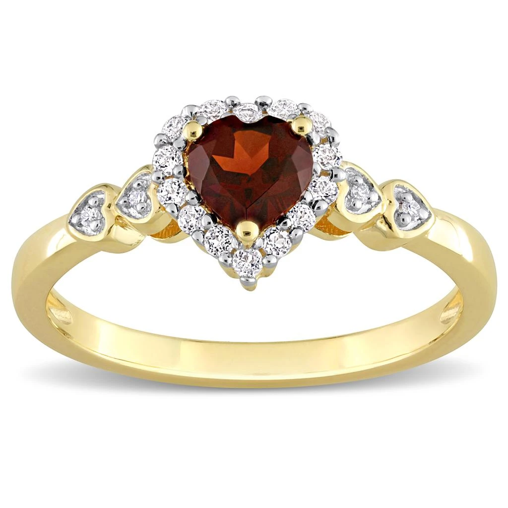 Mimi 
Max 5/8 CT TGW Heart Shaped Garnet and Diamond Accent Halo Promise Ring in Yellow Plated Sterling Silver 5