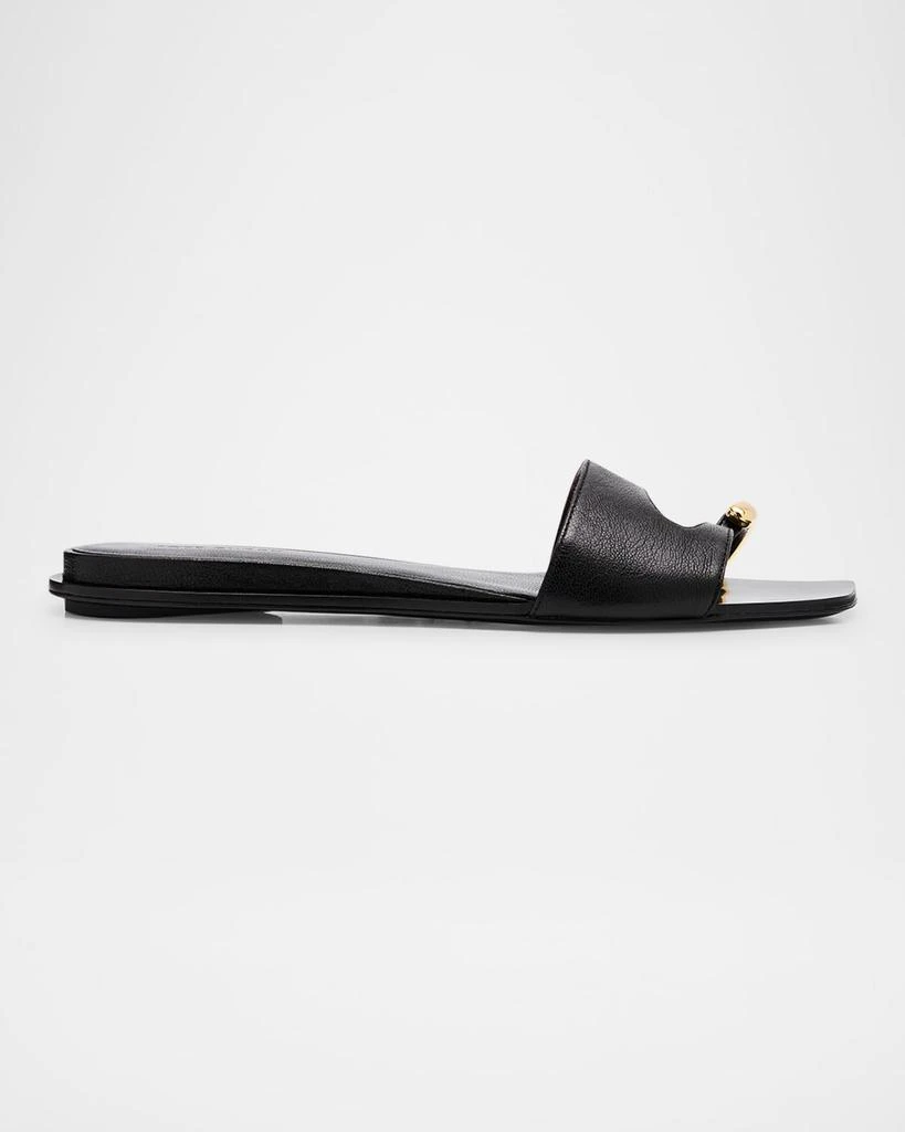 Tory Burch Pierced Leather Toe Ring Flat Sandals 1