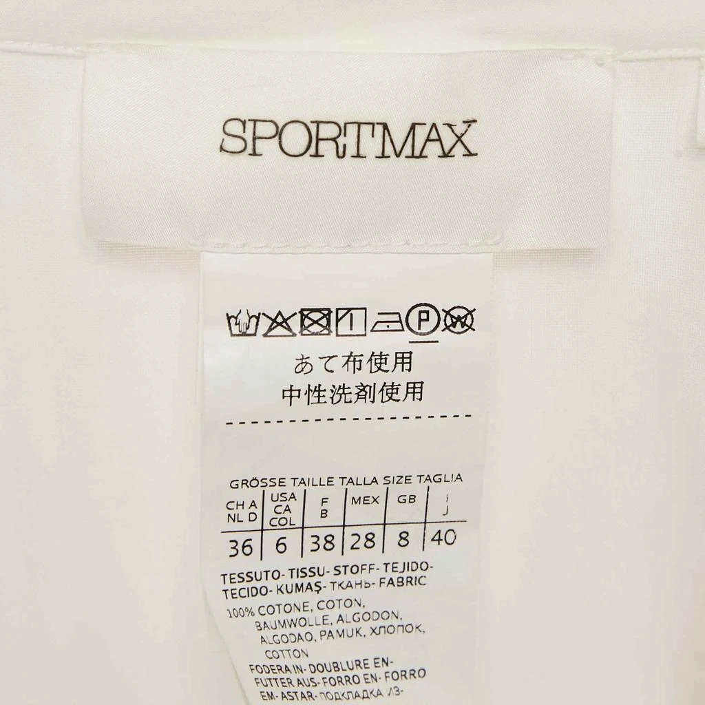 Max Mara Sportmax White Cotton Pintuck Detail Dress Midi S 4