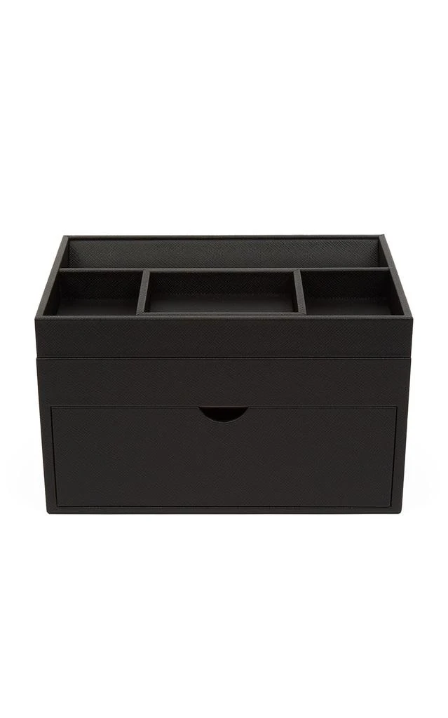 SMYTHSON Smythson - Panama Leather Stationary Organizer - Black - Moda Operandi 1