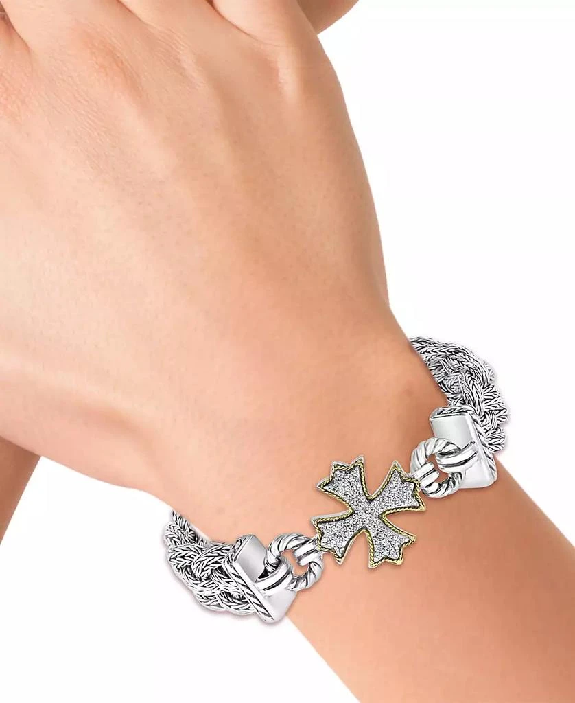 Effy EFFY® Diamond Cross Woven Bracelet (1/3 ct. t.w.) in Sterling Silver & 18k Gold 2