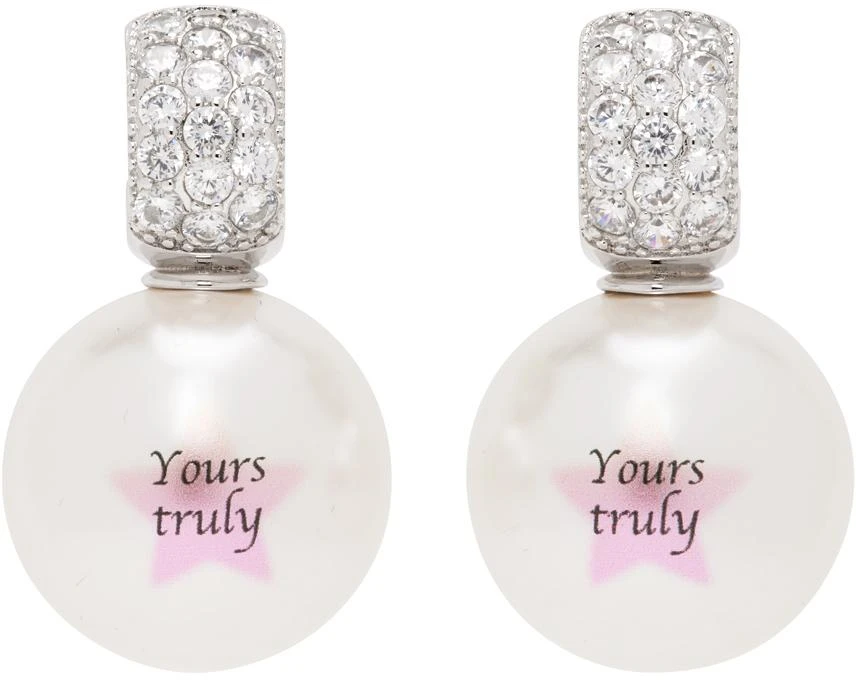 JIWINAIA Silver & White 'Yours Truly' Bubble Earrings 1