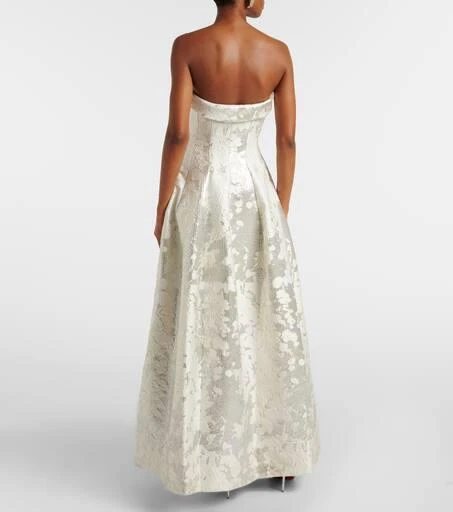 SIMKHAI Octavia lamé jacquard corset gown 3
