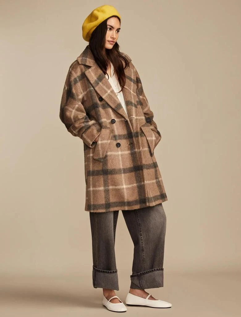 Lucky Brand Women's Brown Plaid Double Breasted Coat 1