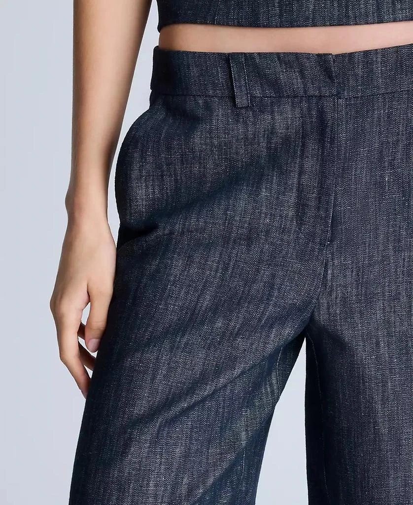 Kenneth Cole Women's Fly Front High Rise Wide-Leg Denim Pants 4