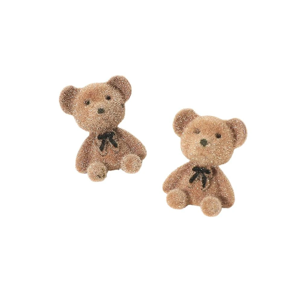 FASHNZFAB Fuzzy Teddy Bear Stud Earrings 3