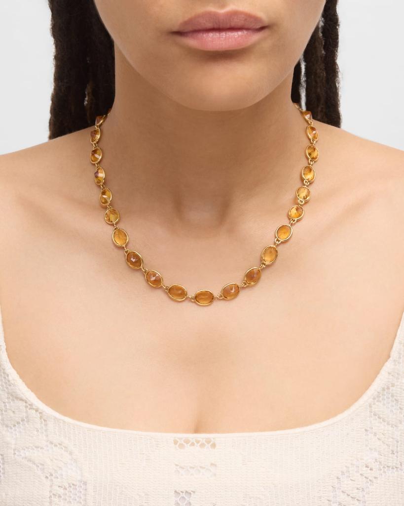 Piranesi 18K Yellow Gold 40 Oval Citrine Long Necklace, 24"L