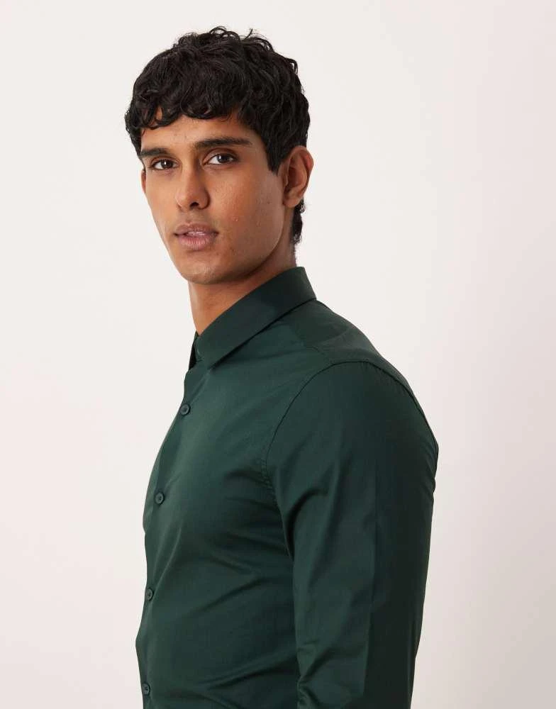 ASOS Design skinny fit dress shirt in pine green