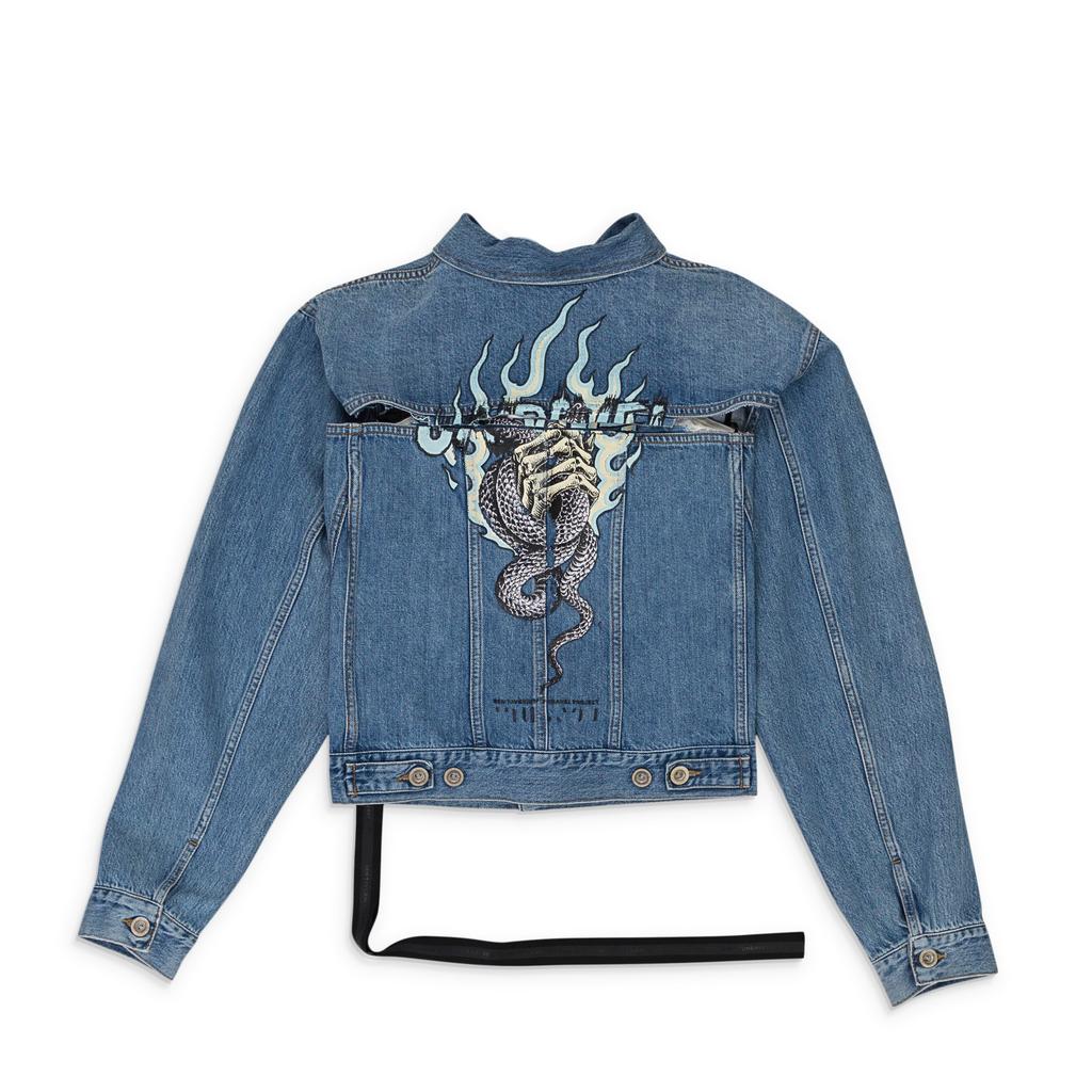 Unravel Project Indigo Snake Bolero Split Denim Jacket