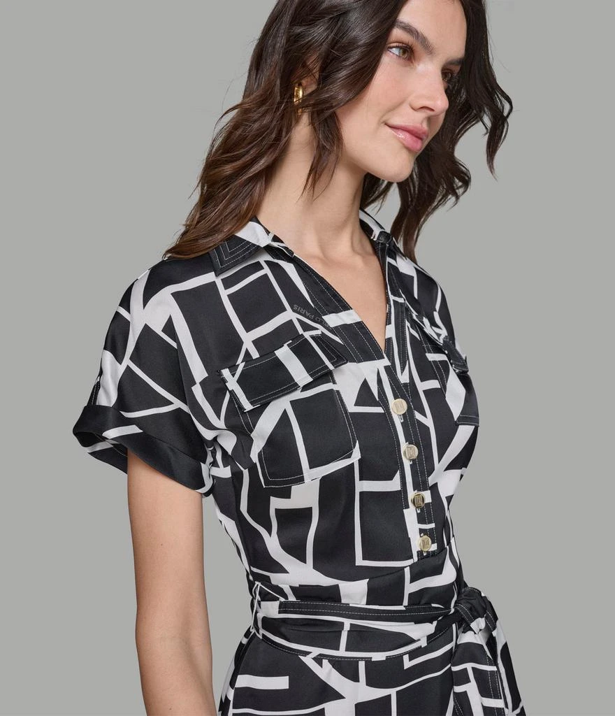 Karl Lagerfeld Paris SHORT SLEEVE FIT AND FLARE SHIRT DRESS 4