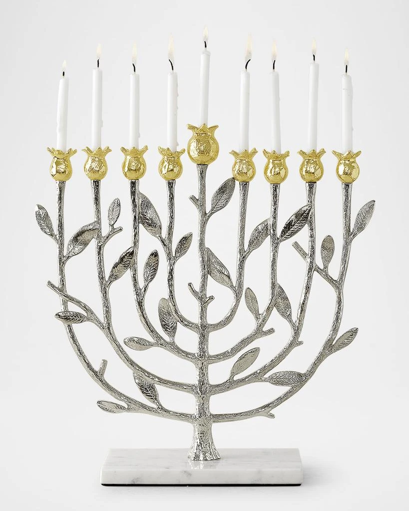 Michael Aram Pomegranate Silver and Gold Hanukkah Menorah with 24K Gold 1