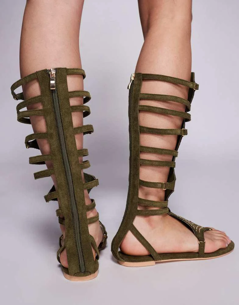 Public Desire Public Desire Rome gladiator sandals in olive 3