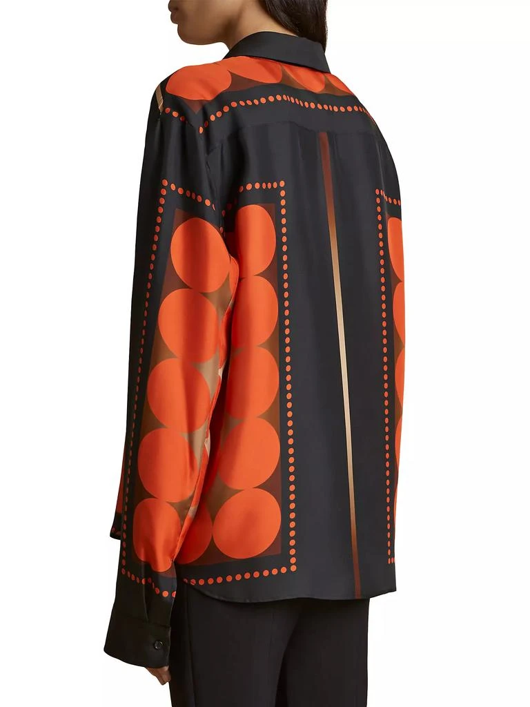 Khaite Argo Circle-Print Silk Long-Sleeve Blouse 3